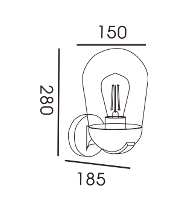 Indukčná nástenná lampa Rocket Head Glass Hood HR60111S Indukčná nástenná lampa Rocket Head Glass Hood HR60111S