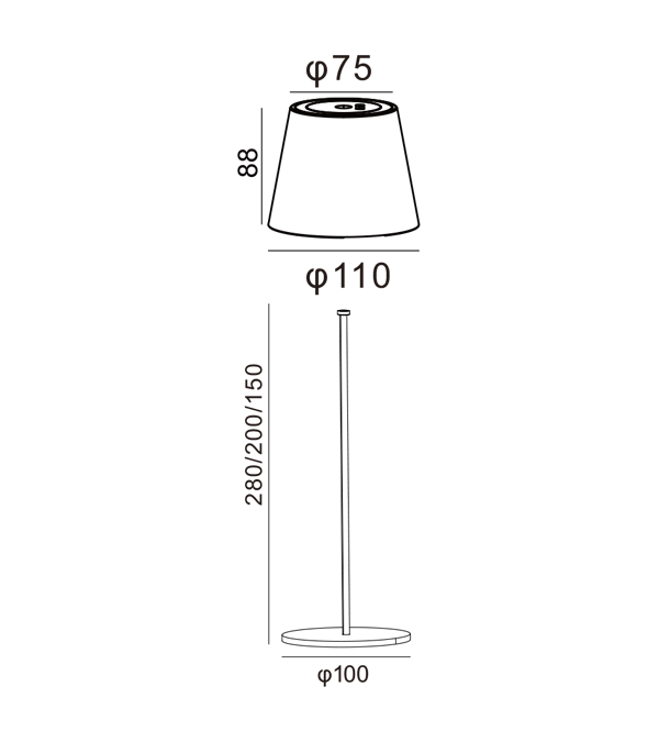Nabíjateľná lampa s tienidlom HR95042-365 Nabíjateľná lampa s tienidlom HR95042-365