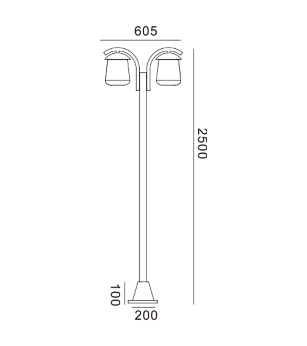 Dvojhlavé, ploché záhradné svietidlo HR60703 Dvojhlavé, ploché záhradné svietidlo HR60703